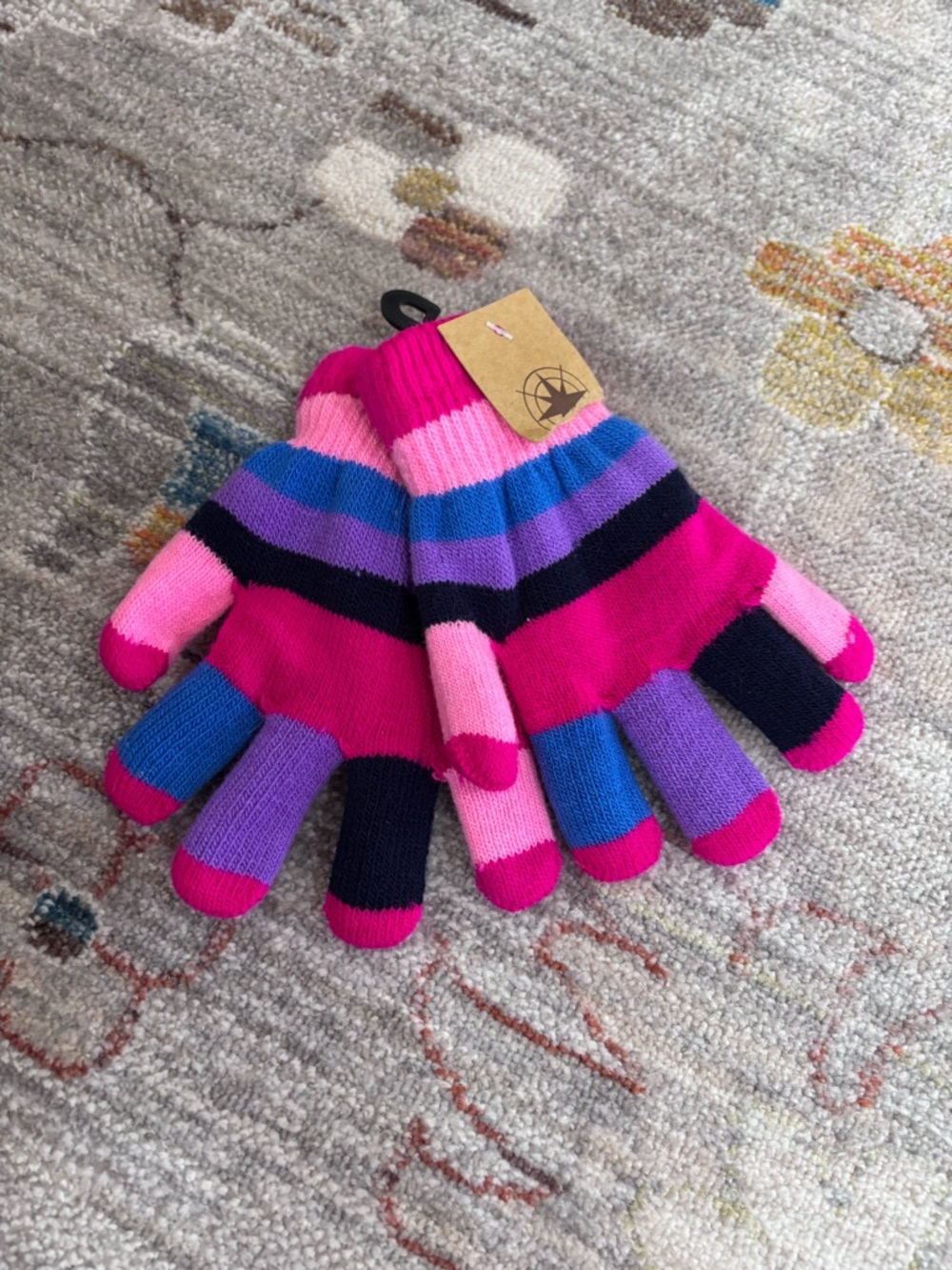 NWT Kids Colorblock Gloves - Pink Blue Purple